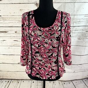 INC International Concepts ¾ Sleeve Top Pink Petite Large